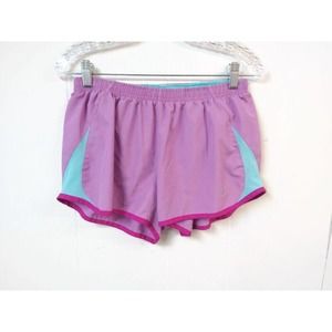 Nike Wm M Shorts Purple Aqua Drawstring Closure Pull on Athletic Short